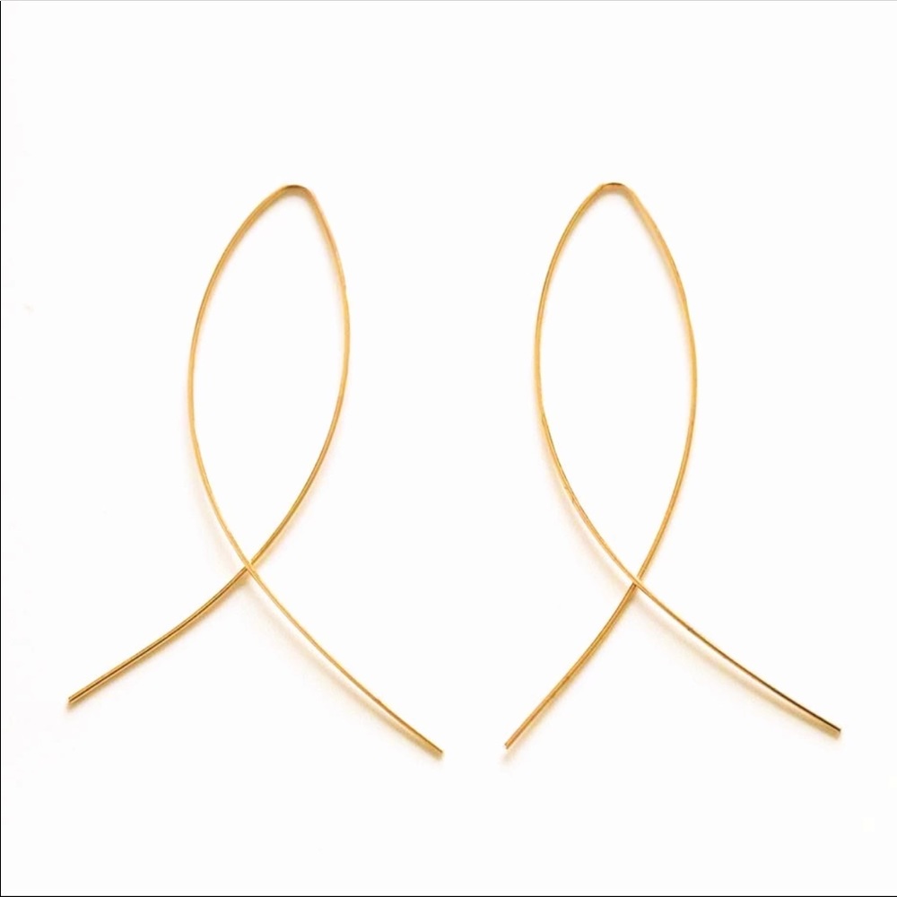New Fish shaped Gold Color Earrings - Picture 3 of 5